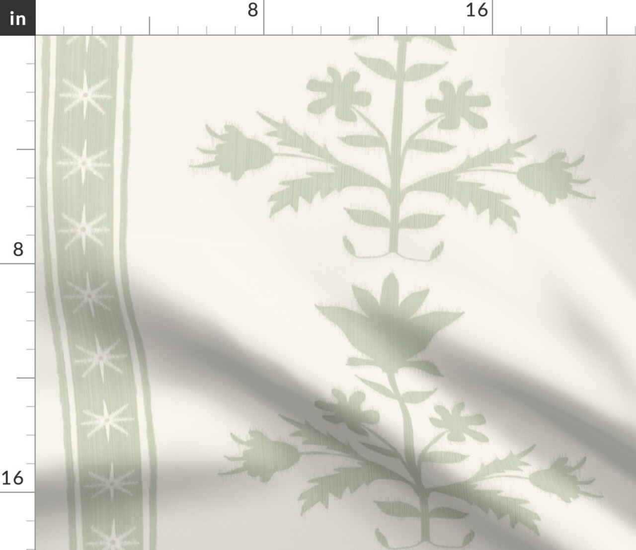 Sage Stripe Botanical Xl Scale Neutral Farmhouse Minimal Garden Preppy Grandmillennial Cream Beige Green Custom Printed Fabric by Spoonflower Various Fabrics by the Yard or Fat Quarter